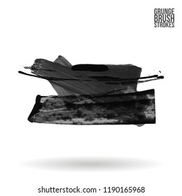 Grey  brush stroke and texture. Grunge vector abstract hand - painted element. Underline and border design.
