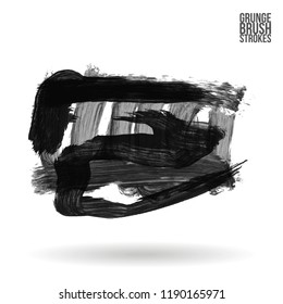 Grey  brush stroke and texture. Grunge vector abstract hand - painted element. Underline and border design.