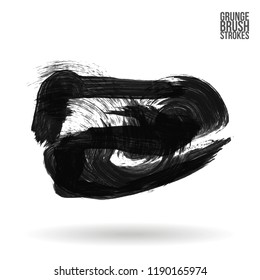 Grey  brush stroke and texture. Grunge vector abstract hand - painted element. Underline and border design.
