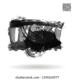 Grey  brush stroke and texture. Grunge vector abstract hand - painted element. Underline and border design.