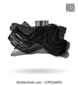 Grey  brush stroke and texture. Grunge vector abstract hand - painted element. Underline and border design.