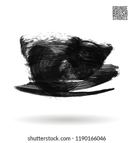 Grey  brush stroke and texture. Grunge vector abstract hand - painted element. Underline and border design.