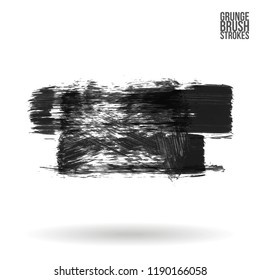 Grey  brush stroke and texture. Grunge vector abstract hand - painted element. Underline and border design.