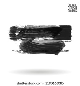 Grey  brush stroke and texture. Grunge vector abstract hand - painted element. Underline and border design.