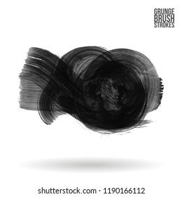 Grey  brush stroke and texture. Grunge vector abstract hand - painted element. Underline and border design.