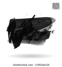 Grey  brush stroke and texture. Grunge vector abstract hand - painted element. Underline and border design.