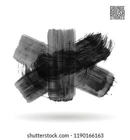Grey  brush stroke and texture. Grunge vector abstract hand - painted element. Underline and border design.