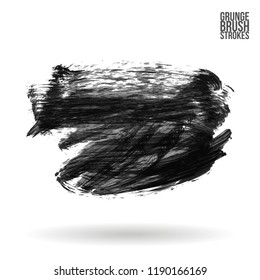 Grey  brush stroke and texture. Grunge vector abstract hand - painted element. Underline and border design.
