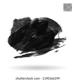 Grey  brush stroke and texture. Grunge vector abstract hand - painted element. Underline and border design.