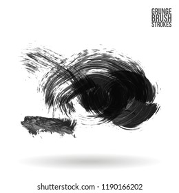 Grey  brush stroke and texture. Grunge vector abstract hand - painted element. Underline and border design.