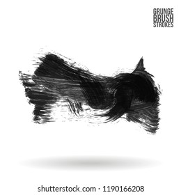 Grey  brush stroke and texture. Grunge vector abstract hand - painted element. Underline and border design.
