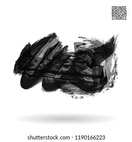 Grey  brush stroke and texture. Grunge vector abstract hand - painted element. Underline and border design.