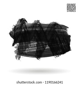Grey  brush stroke and texture. Grunge vector abstract hand - painted element. Underline and border design.