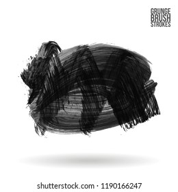 Grey  brush stroke and texture. Grunge vector abstract hand - painted element. Underline and border design.