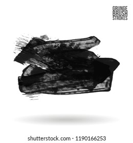 Grey  brush stroke and texture. Grunge vector abstract hand - painted element. Underline and border design.