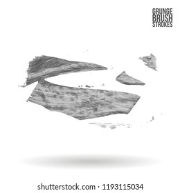 Grey  brush stroke and texture. Grunge vector abstract hand - painted element. Underline and border design.