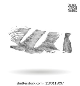 Grey  brush stroke and texture. Grunge vector abstract hand - painted element. Underline and border design.