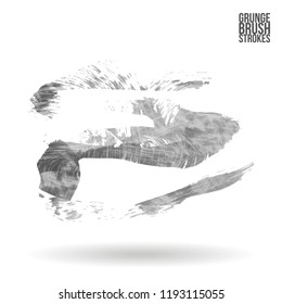 Grey  brush stroke and texture. Grunge vector abstract hand - painted element. Underline and border design.