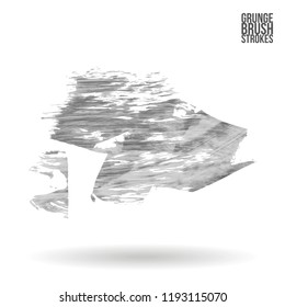 Grey  brush stroke and texture. Grunge vector abstract hand - painted element. Underline and border design.