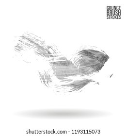 Grey  brush stroke and texture. Grunge vector abstract hand - painted element. Underline and border design.