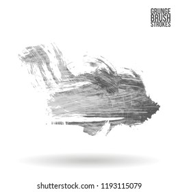 Grey  brush stroke and texture. Grunge vector abstract hand - painted element. Underline and border design.