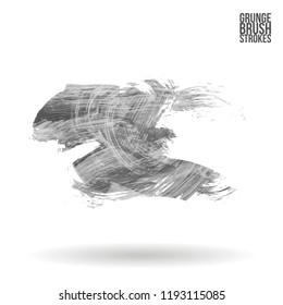 Grey  brush stroke and texture. Grunge vector abstract hand - painted element. Underline and border design.