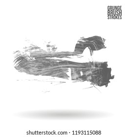 Grey  brush stroke and texture. Grunge vector abstract hand - painted element. Underline and border design.