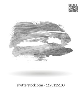 Grey  brush stroke and texture. Grunge vector abstract hand - painted element. Underline and border design.