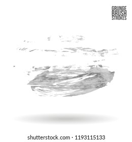 Grey  brush stroke and texture. Grunge vector abstract hand - painted element. Underline and border design.