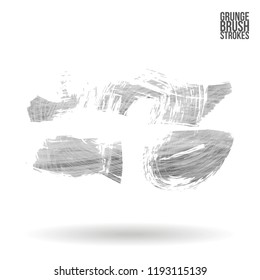 Grey  brush stroke and texture. Grunge vector abstract hand - painted element. Underline and border design.