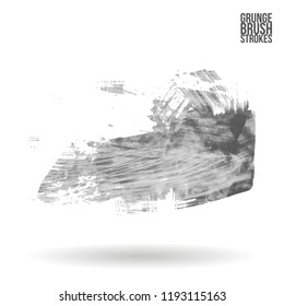 Grey  brush stroke and texture. Grunge vector abstract hand - painted element. Underline and border design.
