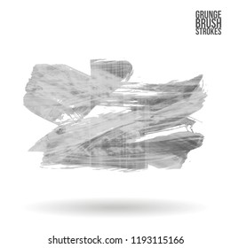 Grey  brush stroke and texture. Grunge vector abstract hand - painted element. Underline and border design.