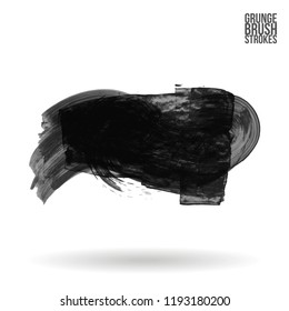 Grey brush stroke and texture. Grunge vector abstract hand - painted element. Underline and border design.
