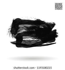 Grey brush stroke and texture. Grunge vector abstract hand - painted element. Underline and border design.