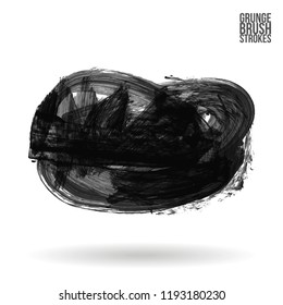 Grey brush stroke and texture. Grunge vector abstract hand - painted element. Underline and border design.