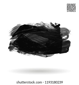 Grey brush stroke and texture. Grunge vector abstract hand - painted element. Underline and border design.