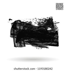 Grey brush stroke and texture. Grunge vector abstract hand - painted element. Underline and border design.