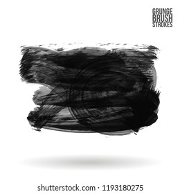 Grey brush stroke and texture. Grunge vector abstract hand - painted element. Underline and border design.