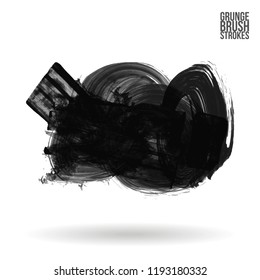 Grey brush stroke and texture. Grunge vector abstract hand - painted element. Underline and border design.