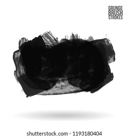 Grey brush stroke and texture. Grunge vector abstract hand - painted element. Underline and border design.