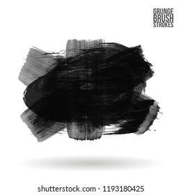 Grey brush stroke and texture. Grunge vector abstract hand - painted element. Underline and border design.