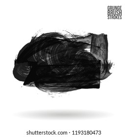 Grey brush stroke and texture. Grunge vector abstract hand - painted element. Underline and border design.
