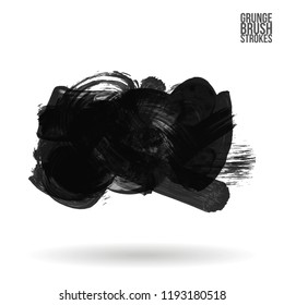 Grey brush stroke and texture. Grunge vector abstract hand - painted element. Underline and border design.