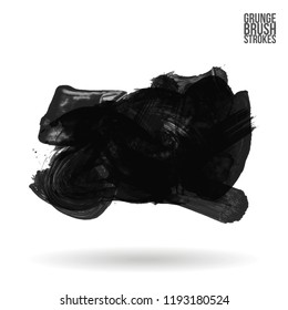 Grey brush stroke and texture. Grunge vector abstract hand - painted element. Underline and border design.