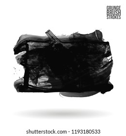 Grey brush stroke and texture. Grunge vector abstract hand - painted element. Underline and border design.