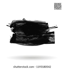 Grey brush stroke and texture. Grunge vector abstract hand - painted element. Underline and border design.