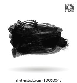 Grey brush stroke and texture. Grunge vector abstract hand - painted element. Underline and border design.