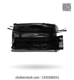 Grey brush stroke and texture. Grunge vector abstract hand - painted element. Underline and border design.