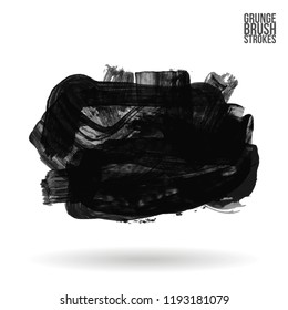Grey brush stroke and texture. Grunge vector abstract hand - painted element. Underline and border design.
