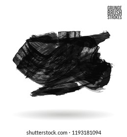 Grey brush stroke and texture. Grunge vector abstract hand - painted element. Underline and border design.